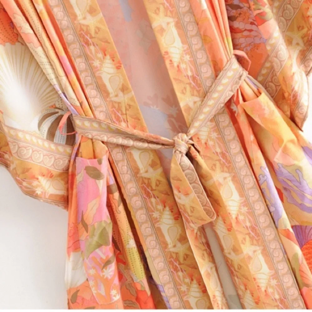 Mermaid Dreams Boho Kimono Duster Robe Coverup - Picture 12 of 14